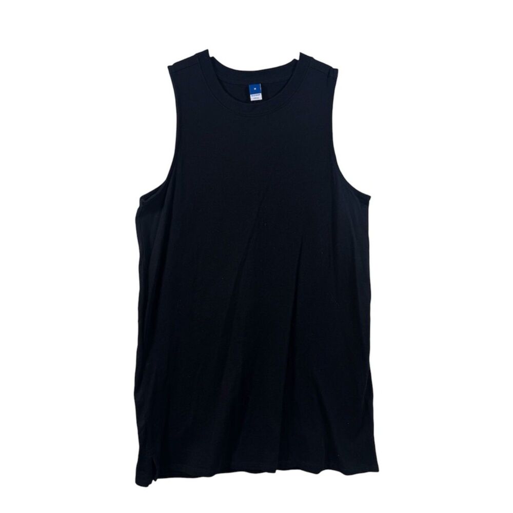 Old Navy Black 100% Cotton Sleeveless Tank Dress Side Slits Womens M NWOT